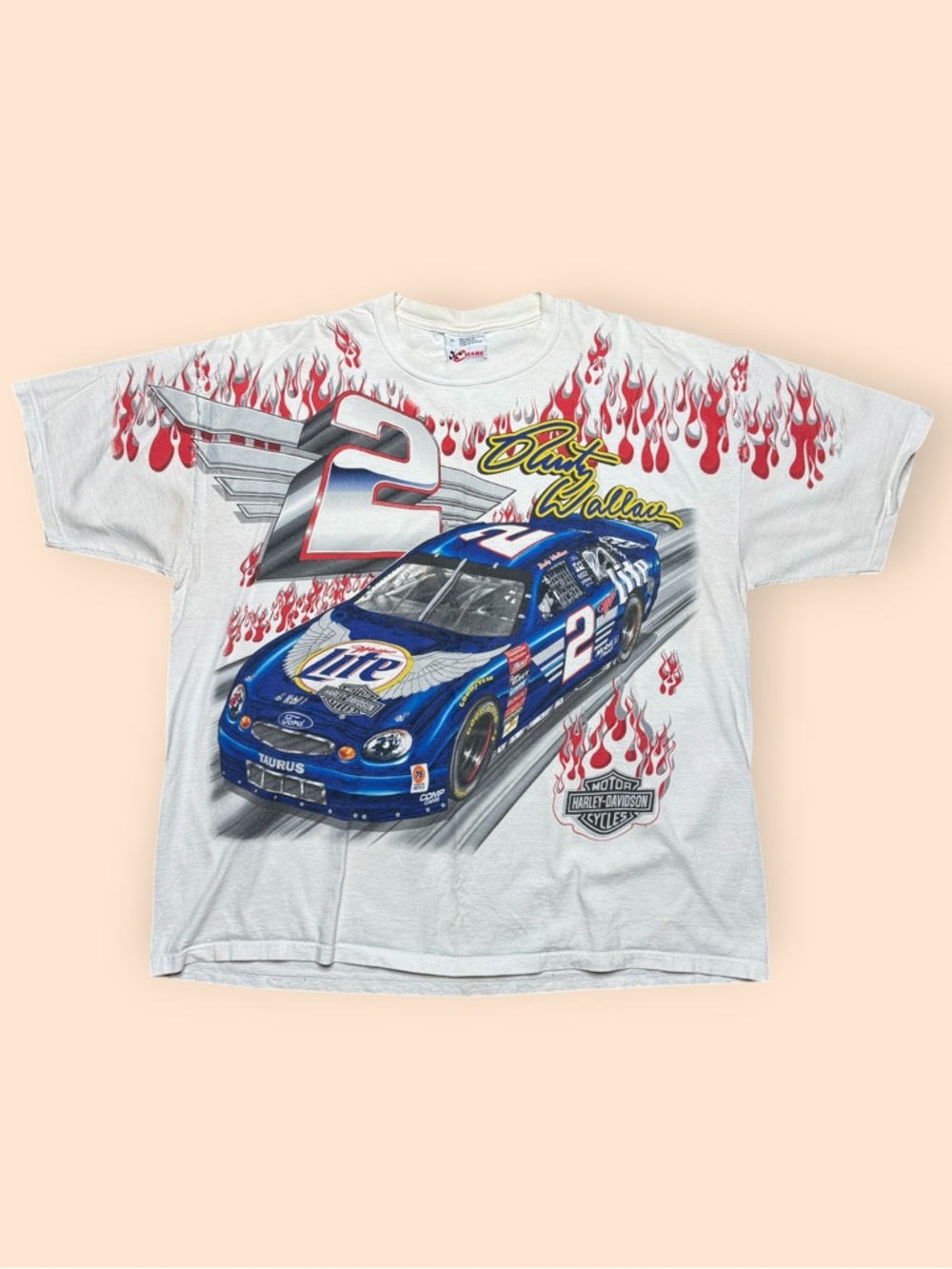 Vintage 1990s NASCAR Harley Davidson Rusty Wallace T Shirt Men’s XL Chase Vtg